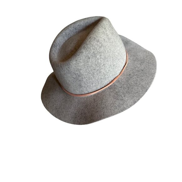 Abercrombie & Fitch Womens Wool Fedora Hat Gray With Pink Band - Picture 2 of 6